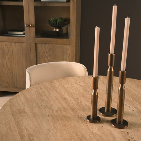 Torreno 42" Travertine Round Top Hexagon Pedestal Dining Table from Mercana - Luna Furniture