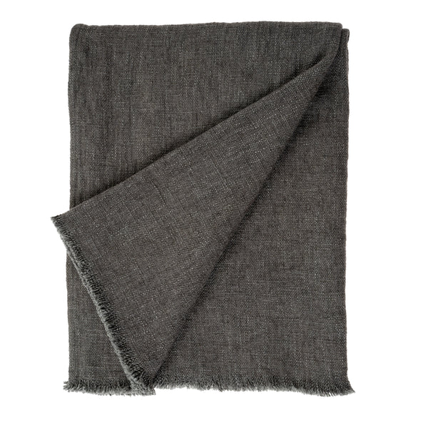 Selena Linen End of Bed Blanket, Dark Grey, Set of 2