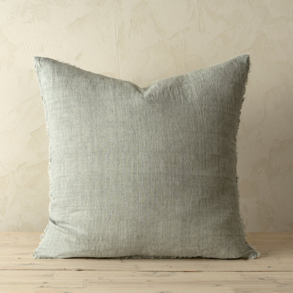 24x24 Lina Linen Pillow Flint Grey Cover, Set of 2