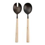 Maple Wood Salad Servers S/2, Tumbled Black, Set of 4 from Mercana - Luna Furniture