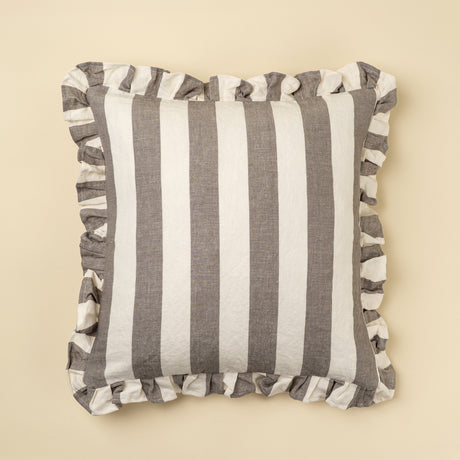 20x20 Ruffle Thick Stripe Pillow, Grey, Set of 2 from Mercana - Luna Furniture
