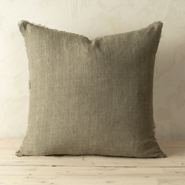 Lina 24x24 Linen Pillow Mink Cover w/Filler, Set of 2