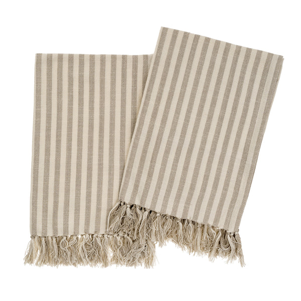Bengal Stripe Hammam Hand Towels S/2, Stone, Set of 2