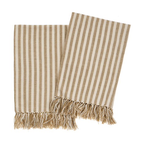 Bengal Stripe Hammam Hand Towels S/2, Warm Sand, Set of 2 from Mercana - Luna Furniture