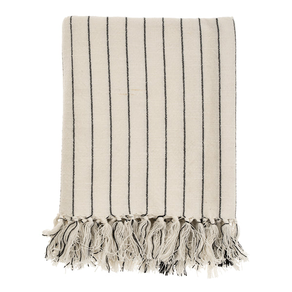 Pinstripe Hammam Bath Towel, Black, Set of 2