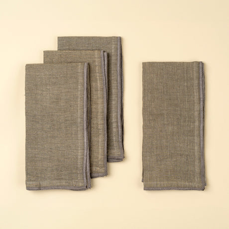 Stonewashed Linen Napkins S/4, Grey, Set of 4 from Mercana - Luna Furniture