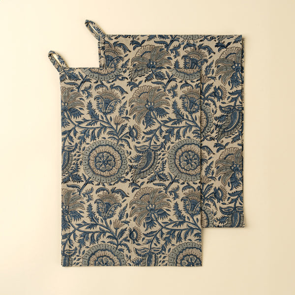 Capri Block Print Tea Towels S/2, Set of 2