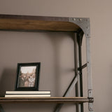 Brodie VII 32L x 22W x 94H Brown Wood Gun-Metal Bracing Four Shelf Shelving Unit from Mercana - Luna Furniture