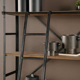 Brodie VIII 57L x 20.5W x 94H Brown Wood Gun-Metal Ladder Four Shelf Shelving Unit from Mercana - Luna Furniture