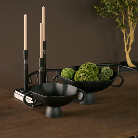 Declan Textured Matte Black Cast Metal Taper Candle Holder from Mercana - Luna Furniture