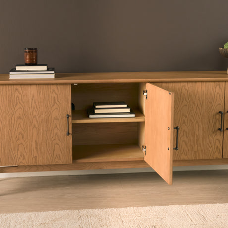 Hollis Warm Brown Wood 4-Door Closed Sideboard from Mercana - Luna Furniture