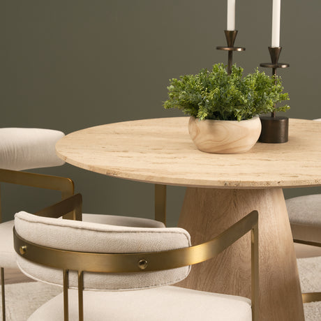 Allyson 42" Light Wood Base w/ Travertine Top Dining Table from Mercana - Luna Furniture