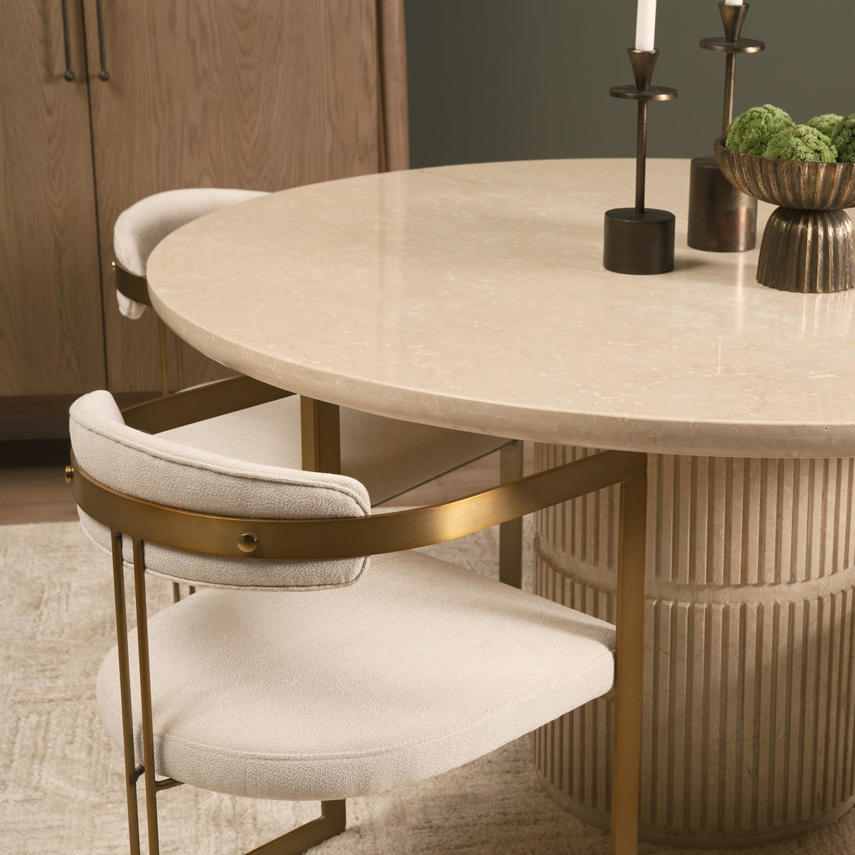 Sorrano 59" Botticino Marble Round w/ Fluted Base Dining Table from Mercana - Luna Furniture