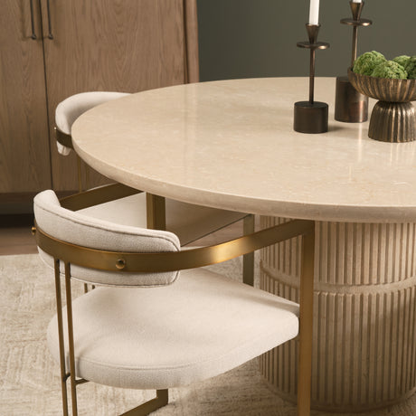 Sorrano 59" Botticino Marble Round w/ Fluted Base Dining Table from Mercana - Luna Furniture