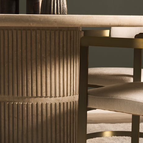 Sorrano 59" Botticino Marble Round w/ Fluted Base Dining Table from Mercana - Luna Furniture