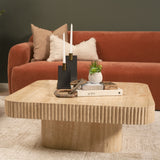 Tavora Ribbed Square Travertine Coffee Table from Mercana - Luna Furniture