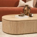 Elara Ribbed Oblong Travertine Coffee Table from Mercana - Luna Furniture