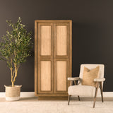 Valterra Light Brown Wood w/ Travertine 4 Door Tall Cabinet from Mercana - Luna Furniture