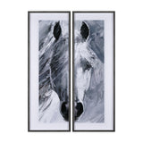 White Horse Portrait by Mercana Studio Hand Embellished Textured Framed Art Print Matted under Glass from Mercana - Luna Furniture