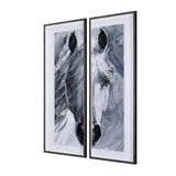 White Horse Portrait by Mercana Studio Hand Embellished Textured Framed Art Print Matted under Glass from Mercana - Luna Furniture