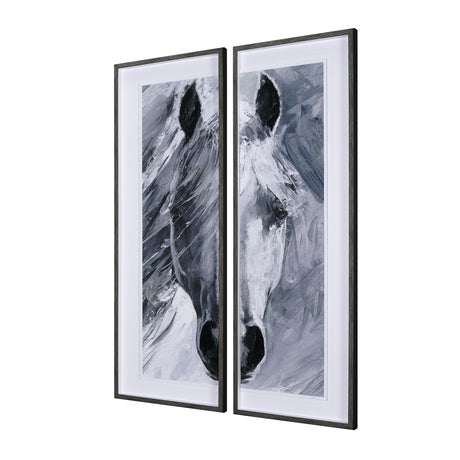 White Horse Portrait by Mercana Studio Hand Embellished Textured Framed Art Print Matted under Glass from Mercana - Luna Furniture