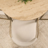 Allyson 42" Light Wood Base w/ Travertine Top Dining Table from Mercana - Luna Furniture