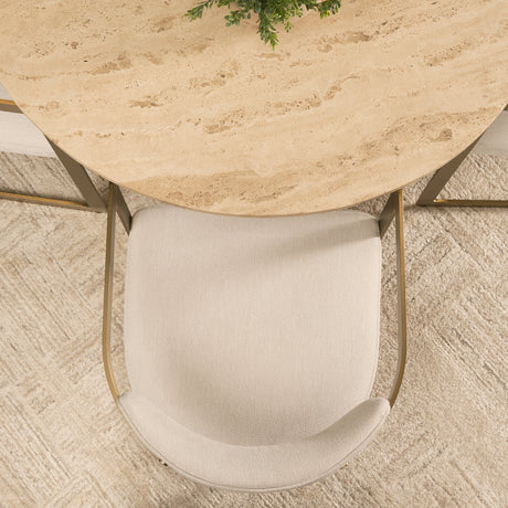 Allyson 42" Light Wood Base w/ Travertine Top Dining Table from Mercana - Luna Furniture