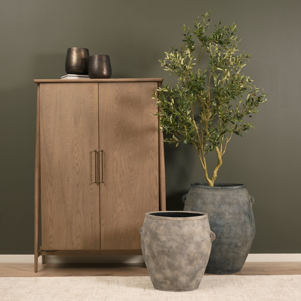 Zuma 27.2L x 20.5W x 31.9H Dark Gray Ceramic Floor Vase from Mercana - Luna Furniture