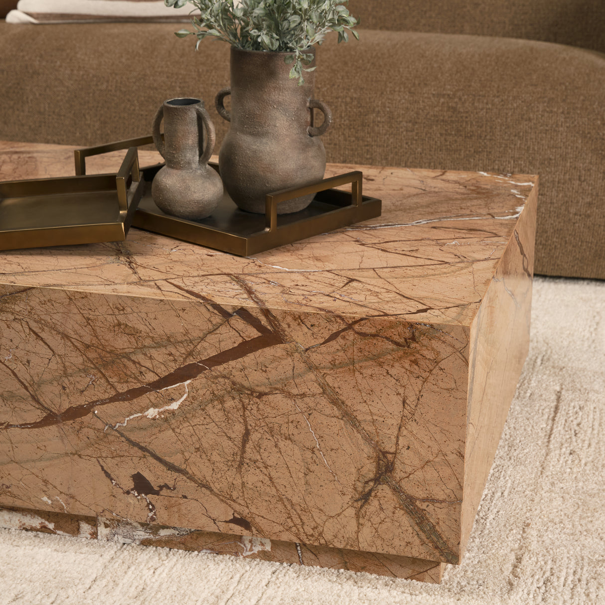 Matteo Solid Rainforest Rust Marble Rectangular Coffee Table from Mercana - Luna Furniture