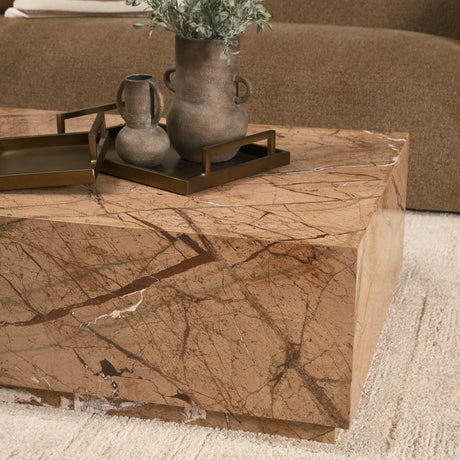 Matteo Solid Rainforest Rust Marble Rectangular Coffee Table from Mercana - Luna Furniture