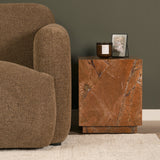 Matteo Solid Rainforest Rust Marble Square Side Table from Mercana - Luna Furniture