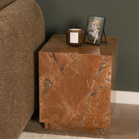 Matteo Solid Rainforest Rust Marble Square Side Table from Mercana - Luna Furniture