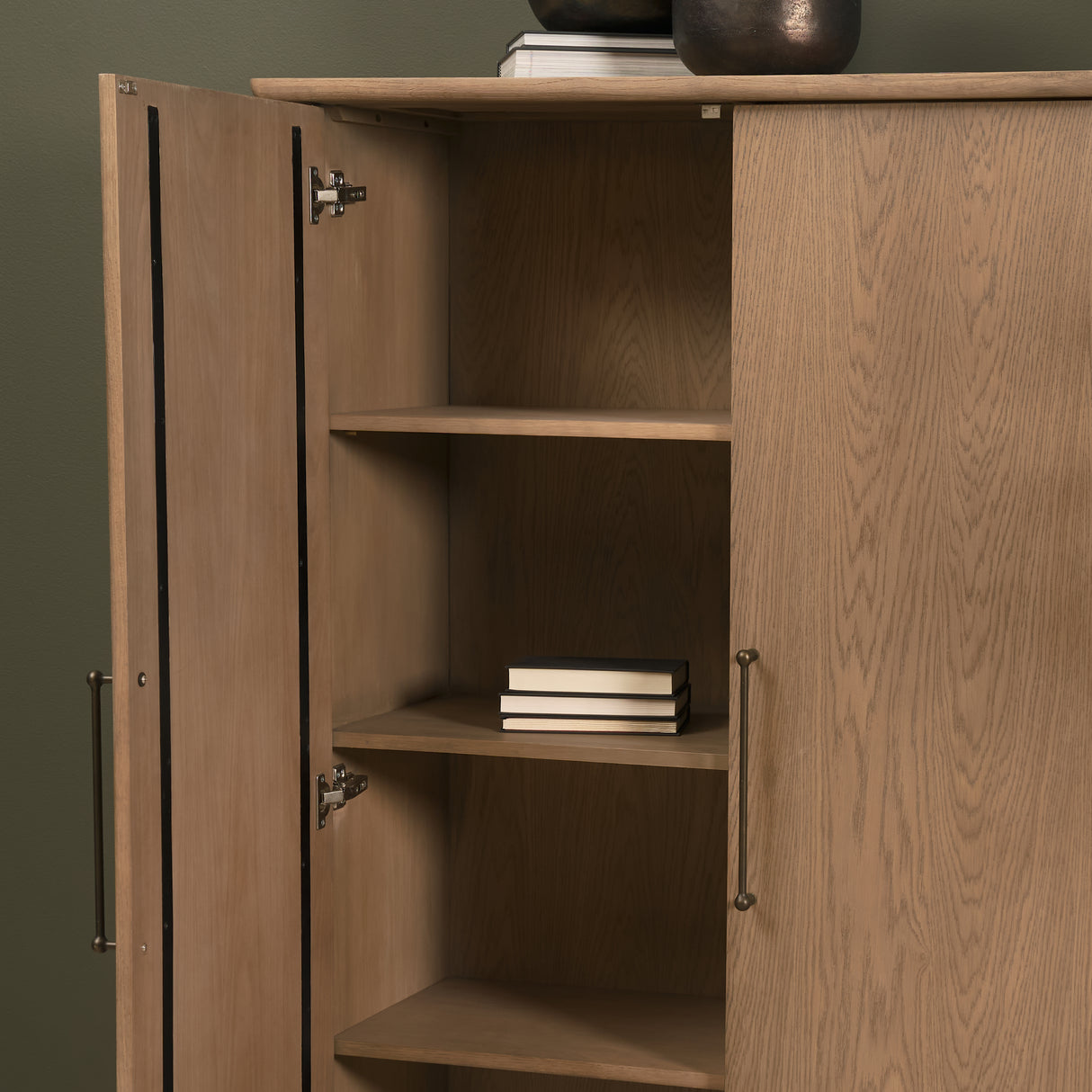 Hollis Gray-Brown Wood Curio Cabinet from Mercana - Luna Furniture
