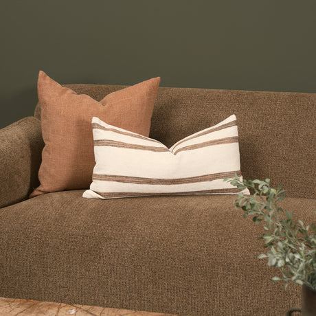 Maryn 14x26 Lumbar Cream w/ Brown Stripes Decorative Pillow Cover from Mercana - Luna Furniture