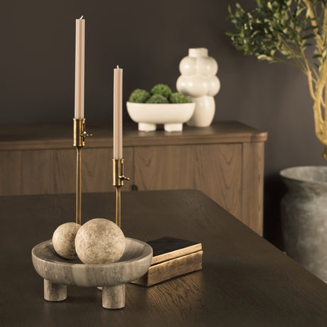 Vasca Gray Marble Decorative Pedestal Bowl from Mercana - Luna Furniture
