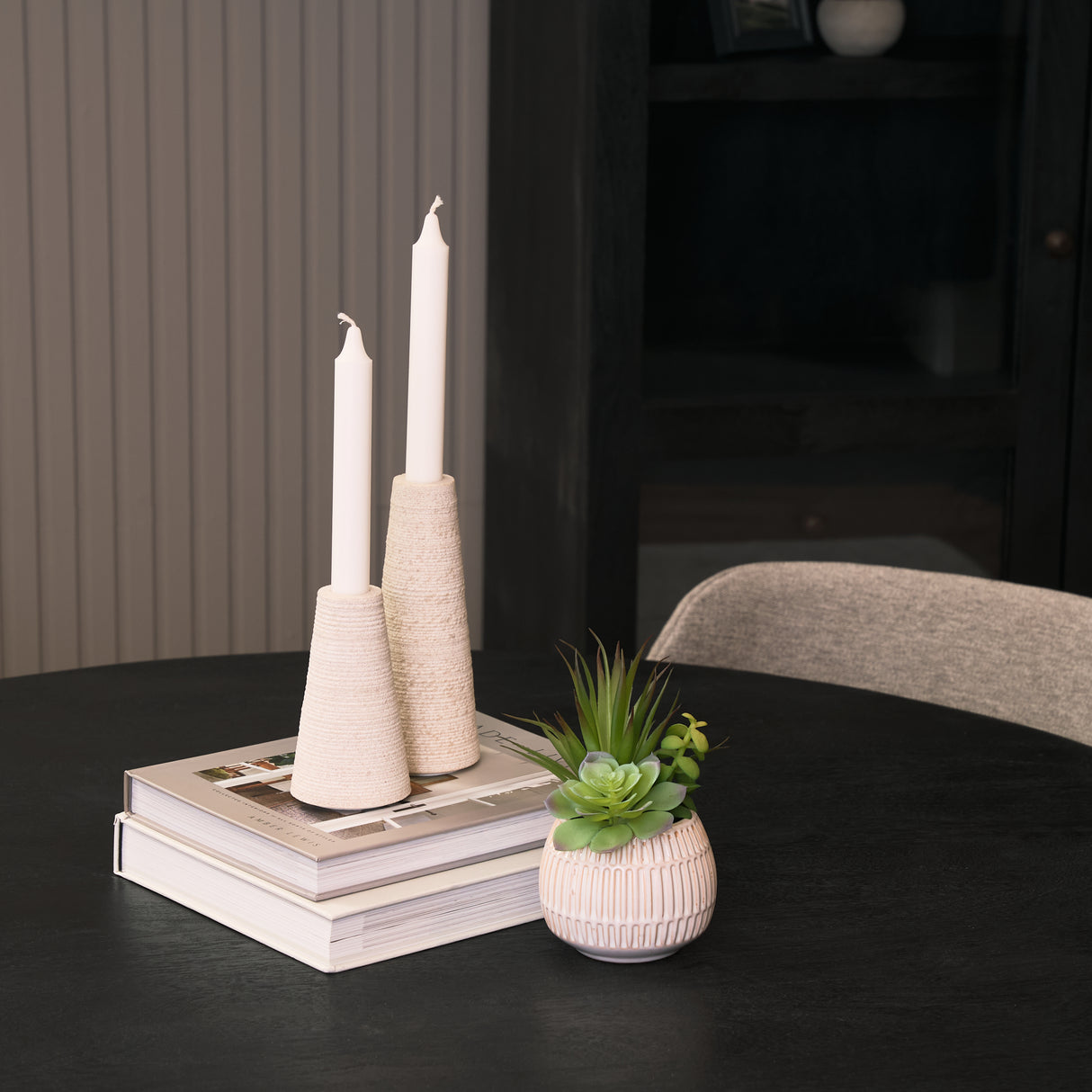 Cono Off-White Marble Cone Shaped Candle Holders (Set of 2) from Mercana - Luna Furniture