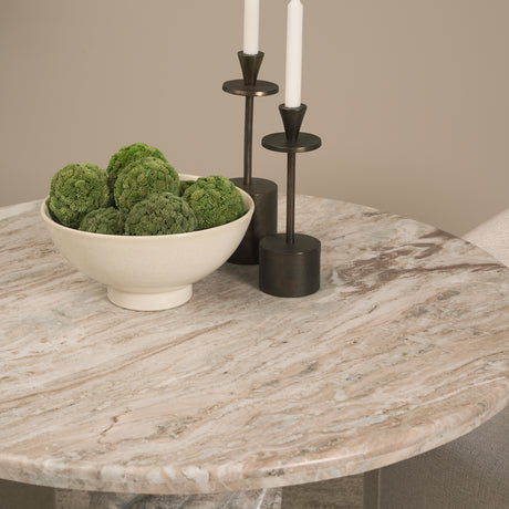Ravello 42" Pink Marble Swirl Pedestal Base Round Dining Table from Mercana - Luna Furniture