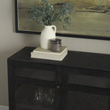 Suri Black Wood w/ Glass 4-Door Closed Sideboard from Mercana - Luna Furniture