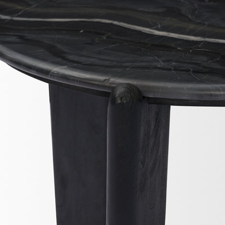 Rumer Black Wood w/ Black Marble Side Table from Mercana - Luna Furniture