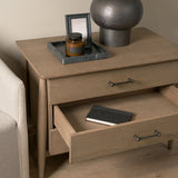 Hollis Gray-Brown Wood 3-Drawer Closed Nightstand from Mercana - Luna Furniture