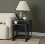 Grier Set of 2 Black Wood w/ Black Cane Nesting Accent Tables from Mercana - Luna Furniture