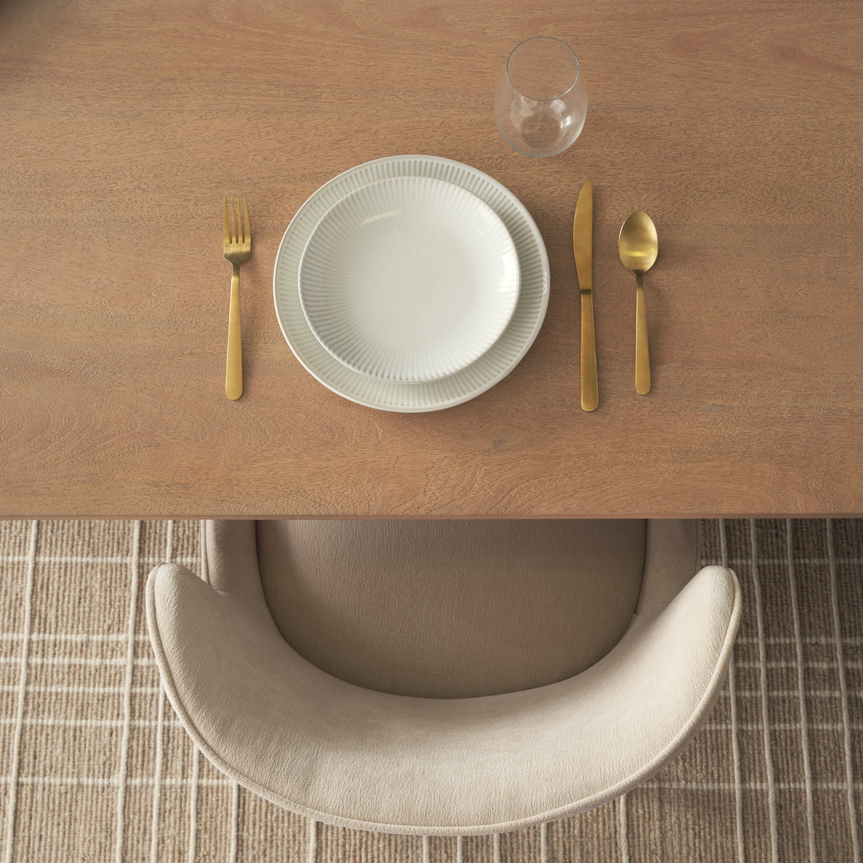 Trellyn 94" Light Brown Solid Wood Carved Woven Base Rectangular Dining Table from Mercana - Luna Furniture