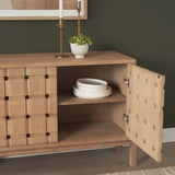 Trellyn Light Brown Solid Wood 4-Door Sideboard with Carved Woven Doors from Mercana - Luna Furniture