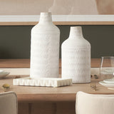 Camellia Rectangular White Marble Scalloped Tray from Mercana - Luna Furniture