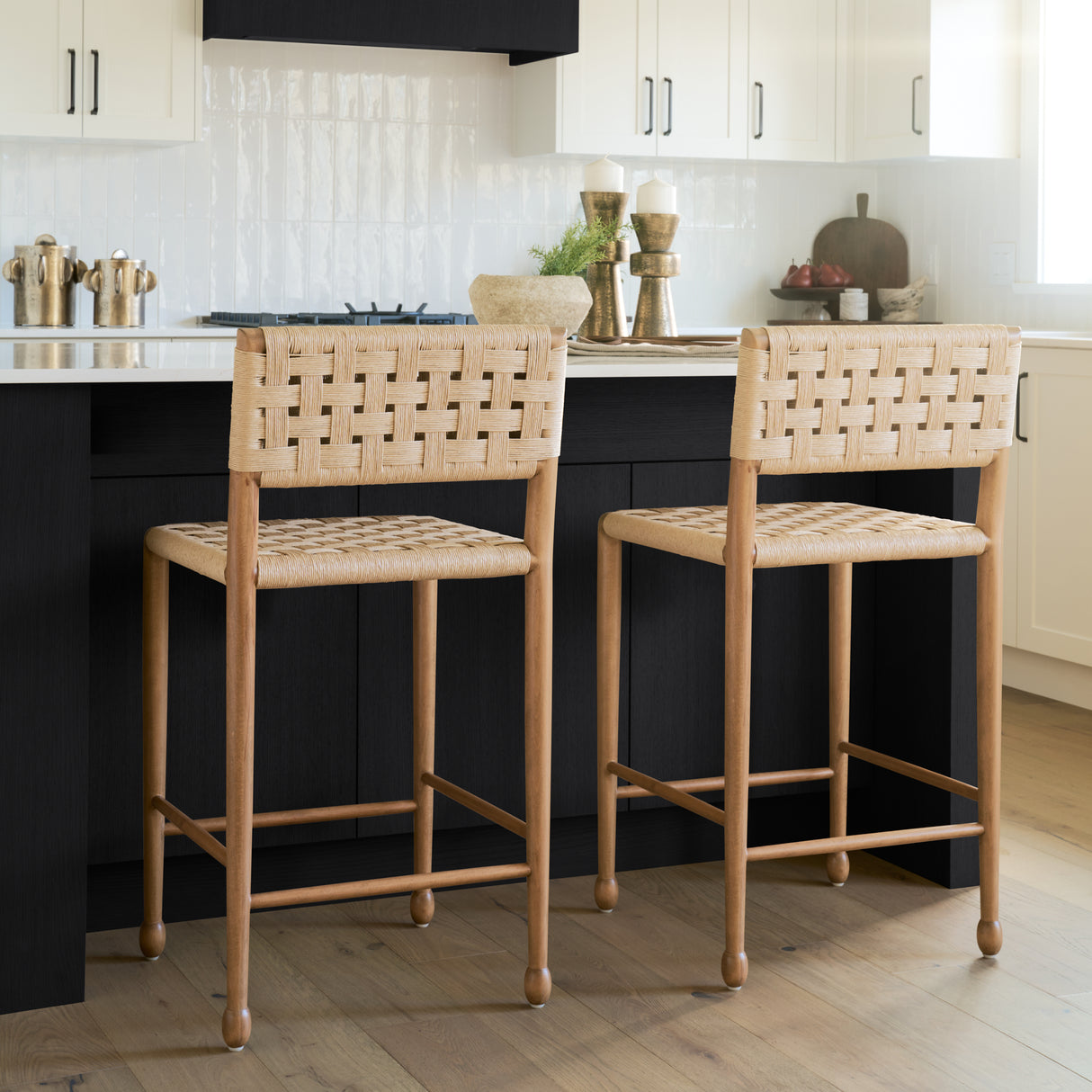 Brinley Woven Paper Rope w/ Brown Wood Frame Counter Stool from Mercana - Luna Furniture