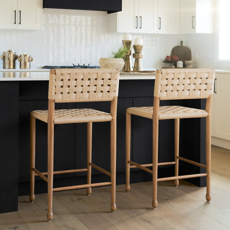 Brinley Woven Paper Rope w/ Brown Wood Frame Counter Stool from Mercana - Luna Furniture