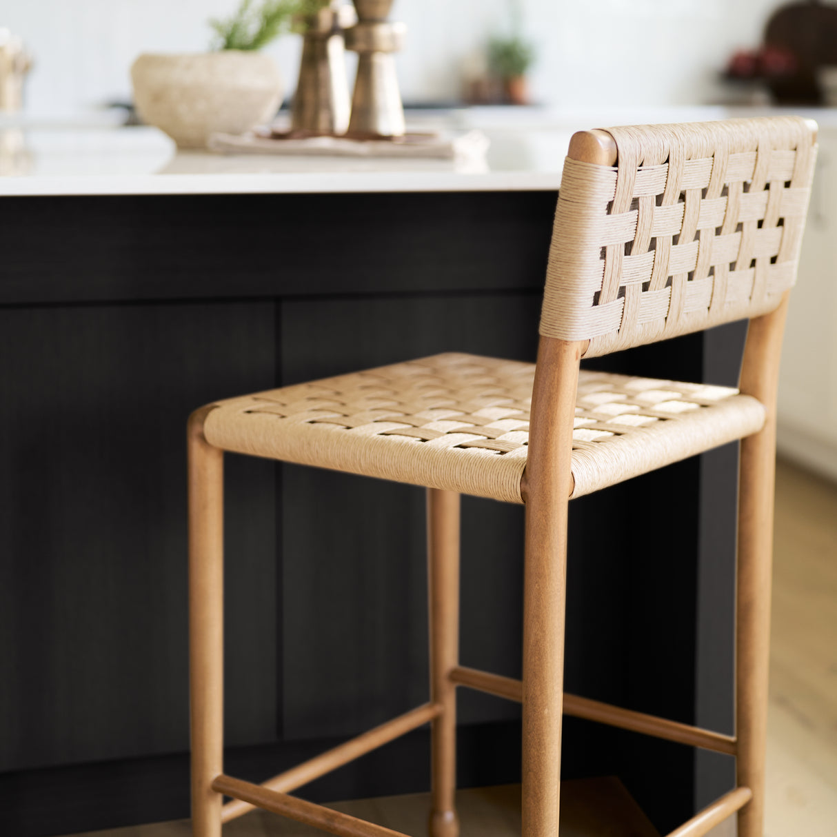 Brinley Woven Paper Rope w/ Brown Wood Frame Counter Stool from Mercana - Luna Furniture