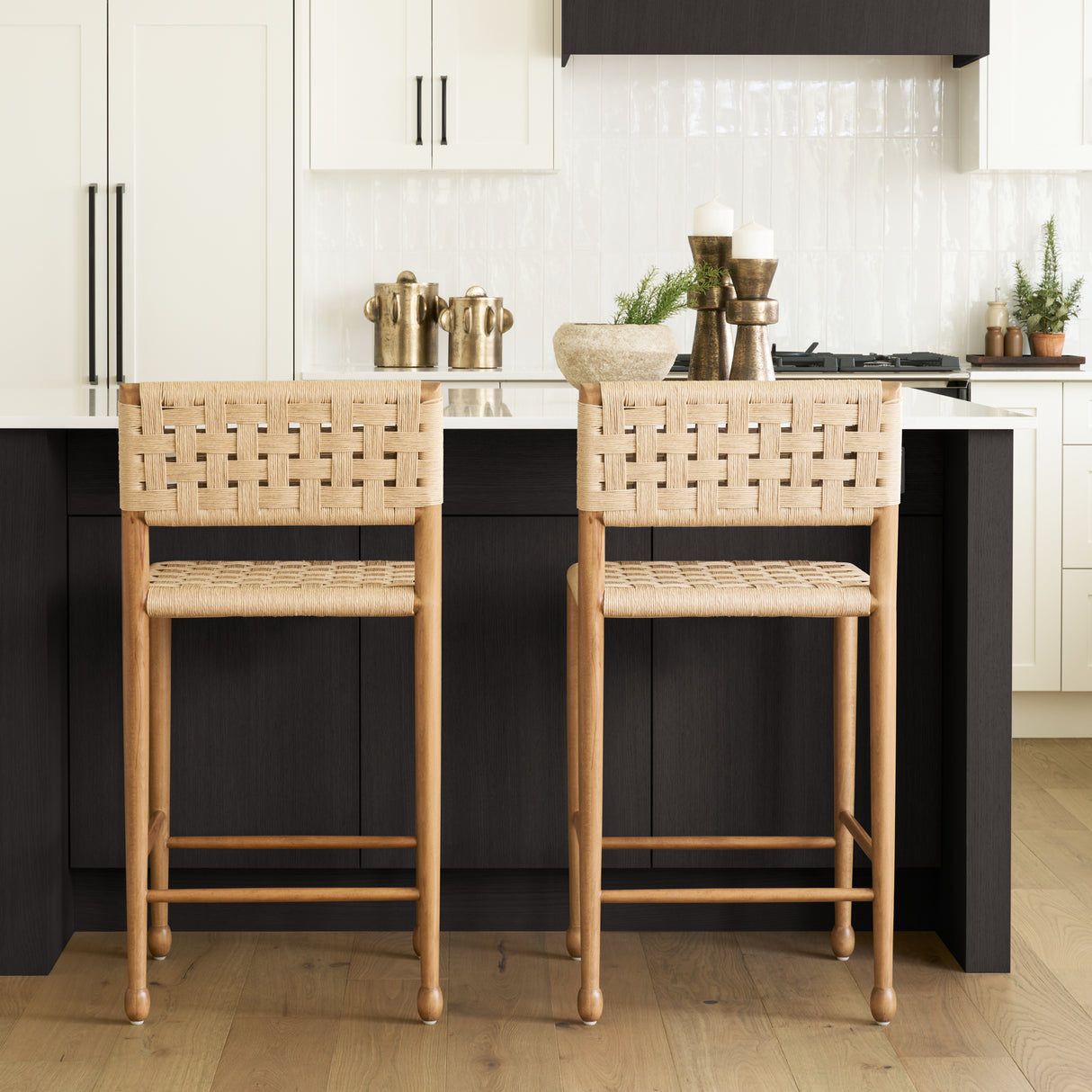 Brinley Woven Paper Rope w/ Brown Wood Frame Counter Stool from Mercana - Luna Furniture