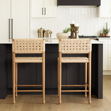 Brinley Woven Paper Rope w/ Brown Wood Frame Counter Stool from Mercana - Luna Furniture