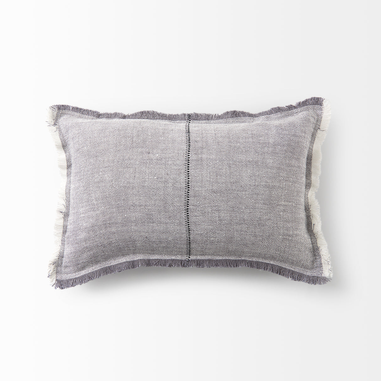 Thais 13x21 Gray Fabric Fringed Pillow Cover w/Down Filler, Set of 2 from Mercana - Luna Furniture
